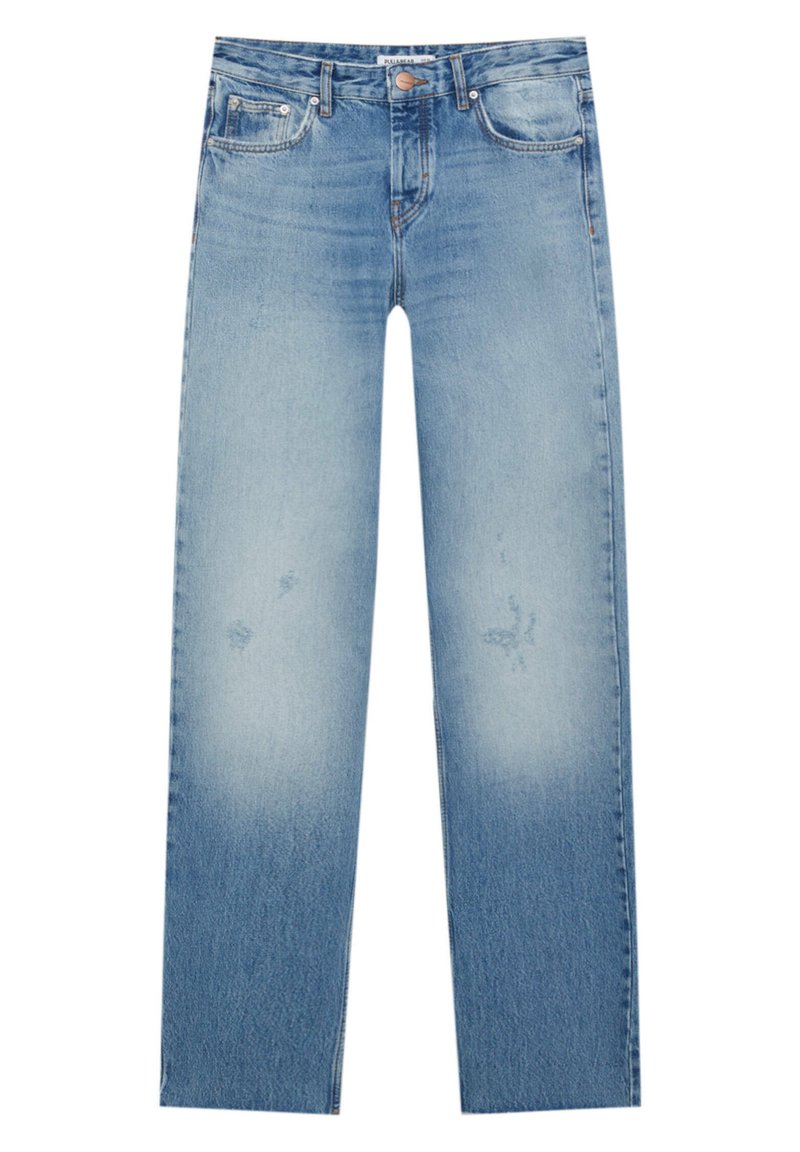 PULL&BEAR MID WAIST FADED Džínsy s rovným strihom blue denim/modrý