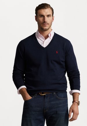 COTTON V-NECK SWEATER - Jersey de punto - hunter navy