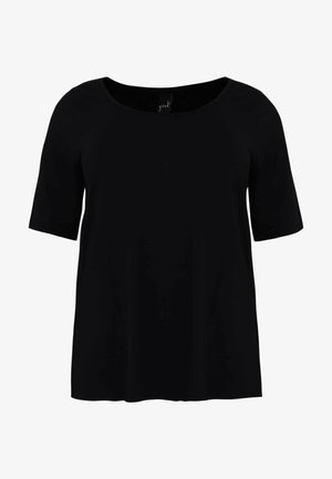 Zwart T-shirt met korte mouwen en een ronde halslijn, in een losse pasvorm. Gemaakt van zachte stof, zonder patronen of zichtbare hardware.