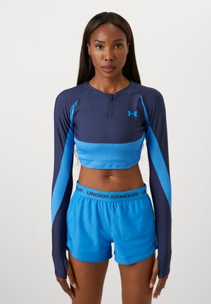 Under Armour HEATGEAR RIB - Long sleeved top - washed navy/blue atlantis