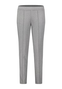 Šedé pružné kalhoty s užším střihem, s detaily předního švu a elastickým pasem pro pohodlí.