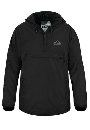 Wasserdichter Windbreaker Schlupfjacke Anorak mit Fleecefutter - Regenjacke / wasserabweisende Jacke - schwarz