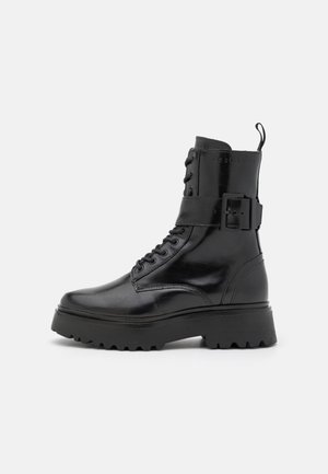 Platform ankle boots - black