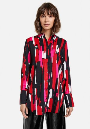LANGARM - Button-down blouse - black gemustert