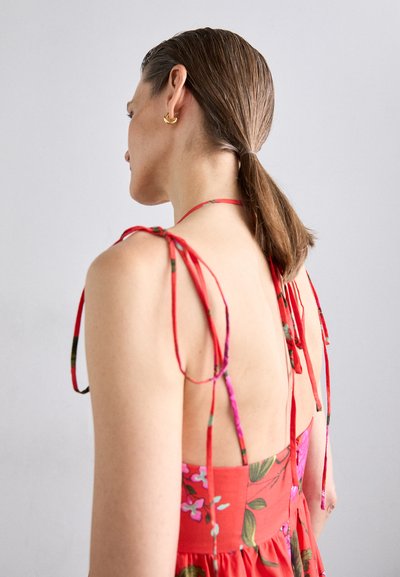 Erdem STRAPLESS LONG TIERED DRESS WITH TIES - Rochie maxi - poppy
