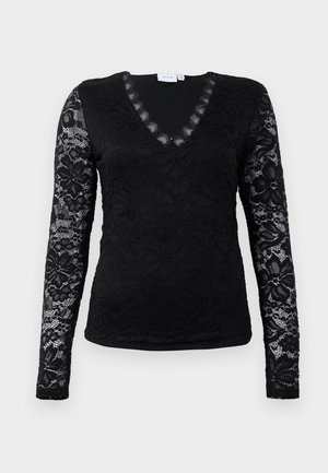 VILA, VIGALVE V NECK - Блуза - black