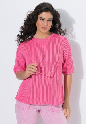 Ulla Popken RUNDHALS HALBARM - T-shirt basique - flamingo