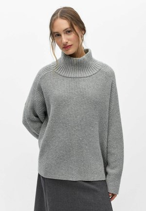 Object TURTLENECK RIBBED - Pullover - medium grey melange