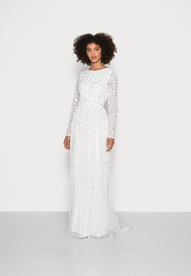 SCOOP BACK ALL OVER EMBELLISHED BRIDAL DRESS - Occasion wear - white