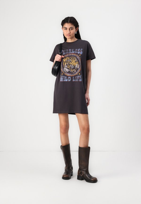 NMZODIAC O NECK DRESS - Jersey dress - obsidian4