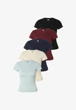 Urban Classics, LADIES SHORT SLIM TEE 5-PACK - Βασικό μπλουζάκι - black/darkbrickred/mutedblue/whitesand/midnightnavy
