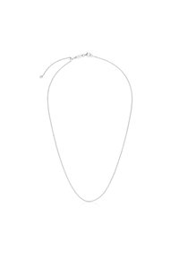 Collana in argento con un design delicato, anelli fini e chiusura a moschettone. Lunghezza regolabile con una finitura liscia.