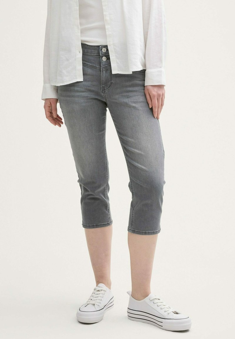 TOM TAILOR TTKATE Capri - Kavbojke slim fit - clean mid stone grey denim