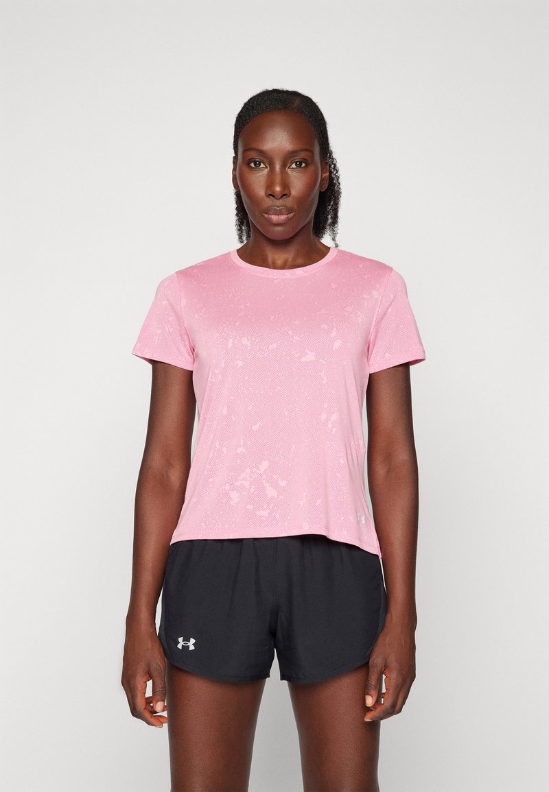 Under Armour LAUNCH SPLATTER Tshirt de sport fluo pink/reflective/rose ZALANDO.BE