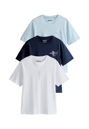 Next, REGULAR FIT - ARTIST T-SHIRT 3 PACK - T-shirt con stampa - blue navy white