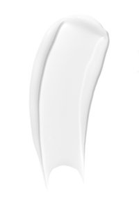 Weiße Creme oder Lotion mit glatter, glänzender Textur, die in einer gebogenen Linie geformt ist und einen leichten Glanz sowie subtile Rillen aufweist.