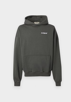 Söehall hallataudiga kapuutsiga sweatshirt, mis on valmistatud pehmest kangast, ees on tasku ja vasakul rinnal valge logo. Pikad varrukad ribidega mansettidega.