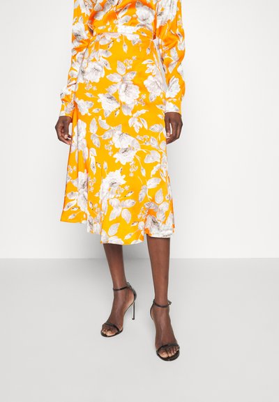 Erdem MIDI LENGTH TIERED SKIRT - Φούστα σε γραμμή Α - orange/white