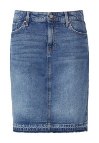 MIT OFFENEM SAUM - Bleistiftrock - blau