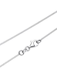 Silver chainhalsband med flätad design, karbinhängöje och en prägling med "925" som indikerar sammansättning av sterling silver.
