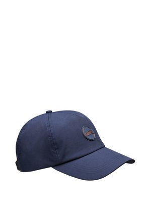 Mørkeblå baseballkasket med buet skygge og rundt logo på frontpanelet med teksten "SMITS".