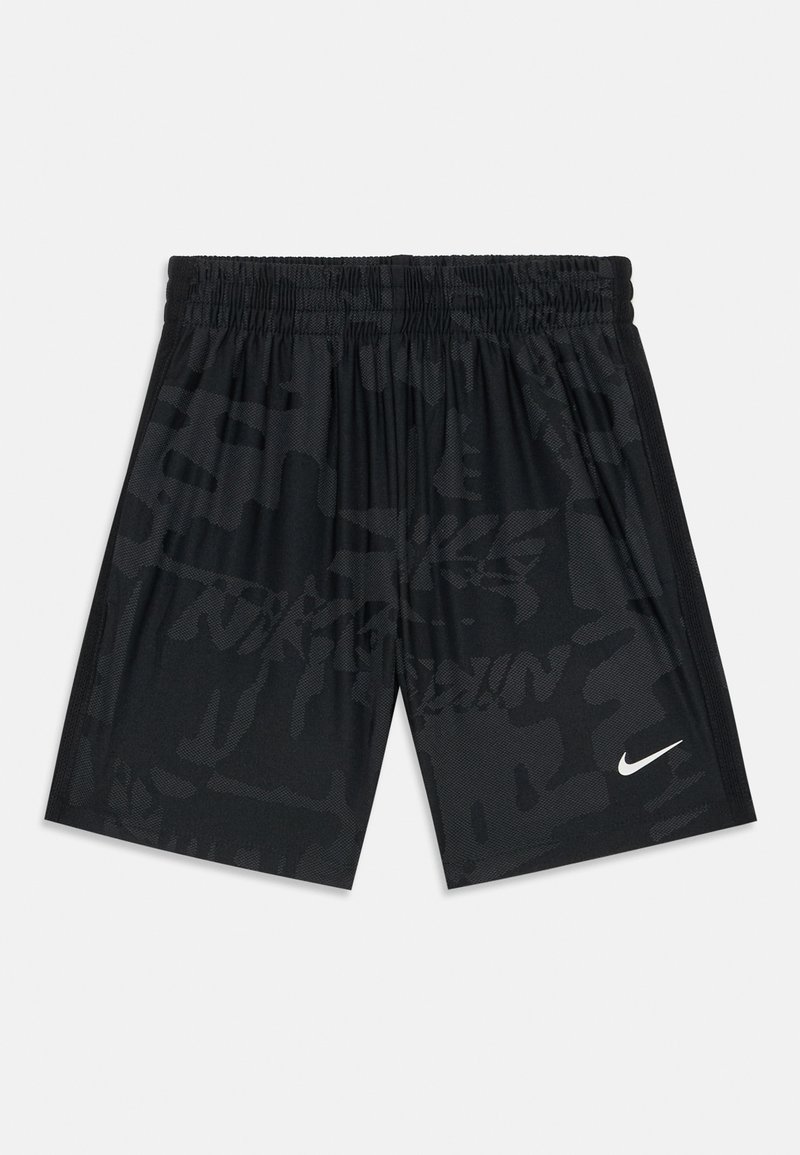 Mustad mustrendiga mustad sportlikud lühikesed püksid. Valmistatud kergest kangast, elastse vöökoha ja väikese valge Nike logoga.