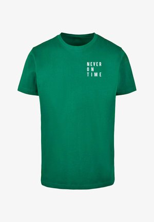 NEVER ON TIME TEE - Nyomott mintás póló - forest green