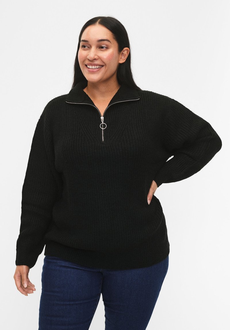 Zizzi FLASH MIT HOHEM KRAGEN UND REISSVERSCHLUSS - Vesta - black