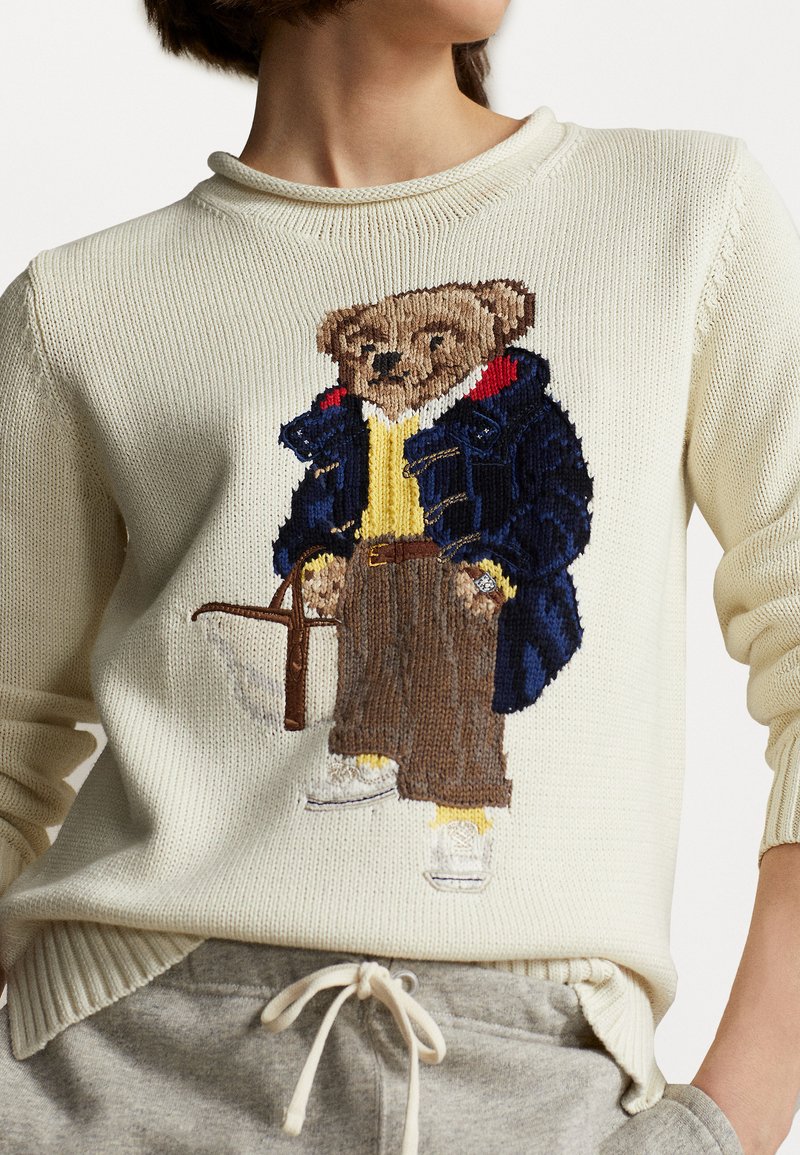 Polo Ralph Lauren BEAR LONG SLEEVE - Pullover - chic cream/écru - ZALANDO.FR