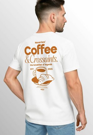 COFFEE CROISSANT - Print T-shirt - weiß orange