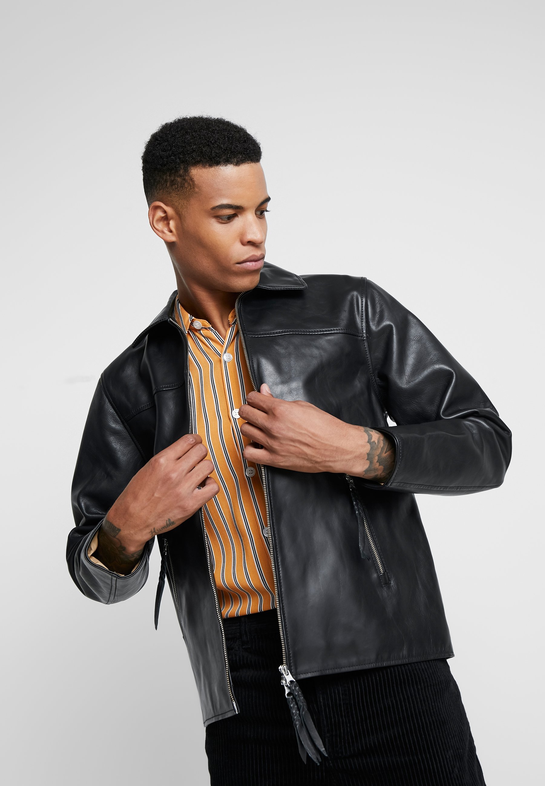 JIM JACKET Leren jas black JIM JACKET Leren jas black