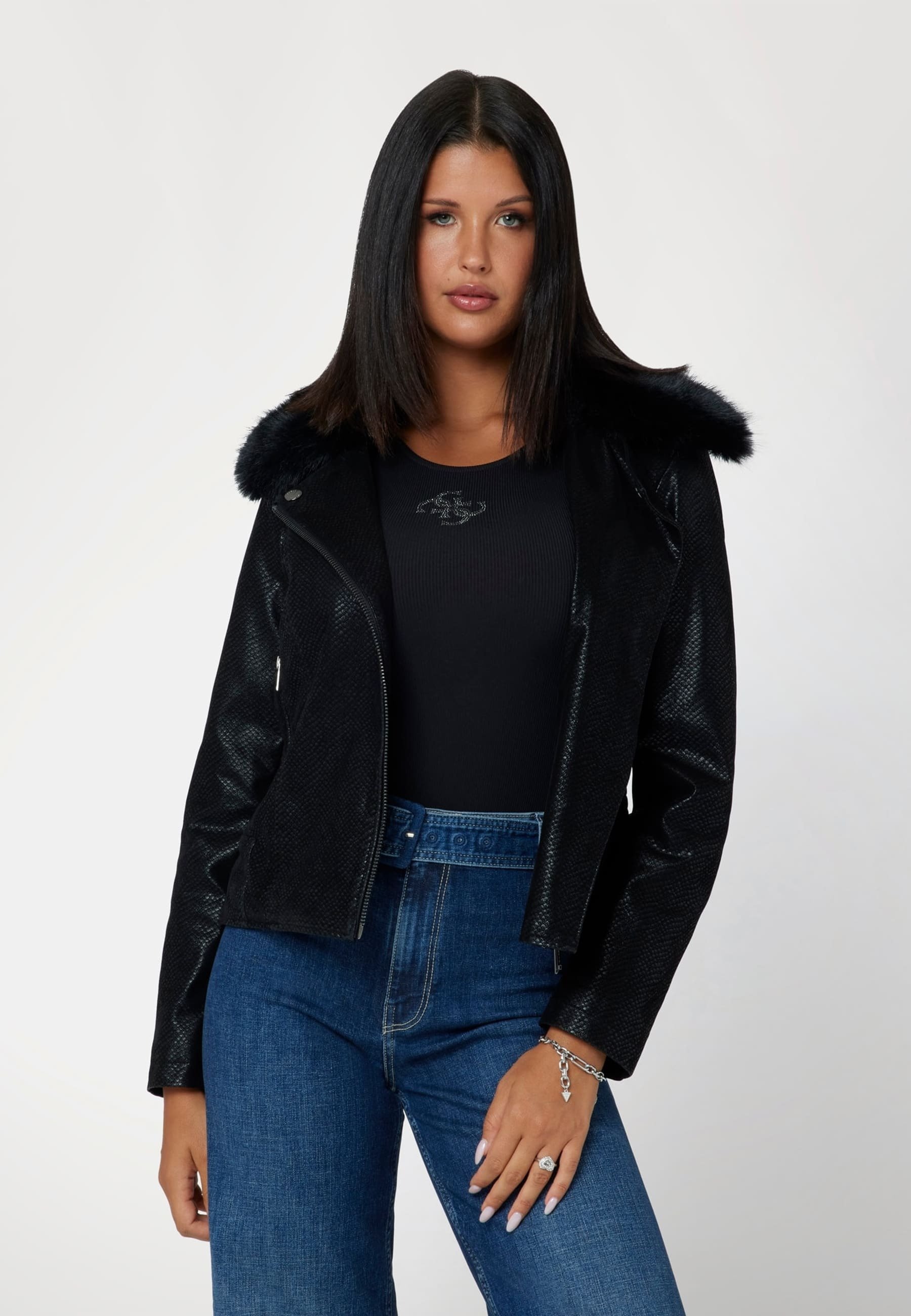 Finta Pelle Giubbotto Ecopelle Donna Guess Finta Pelle Giacca