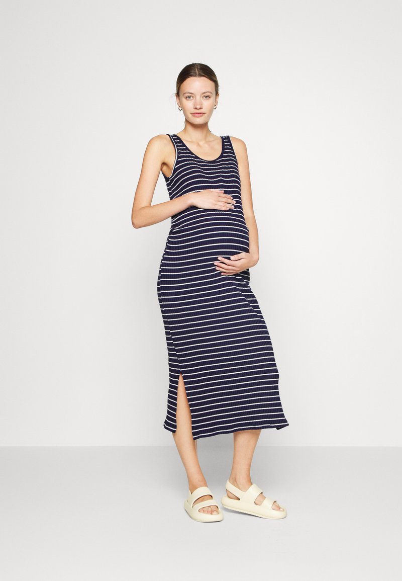 GAP Maternity TANK MIDI DRESS Pletené šaty dark blue/white/tmavě