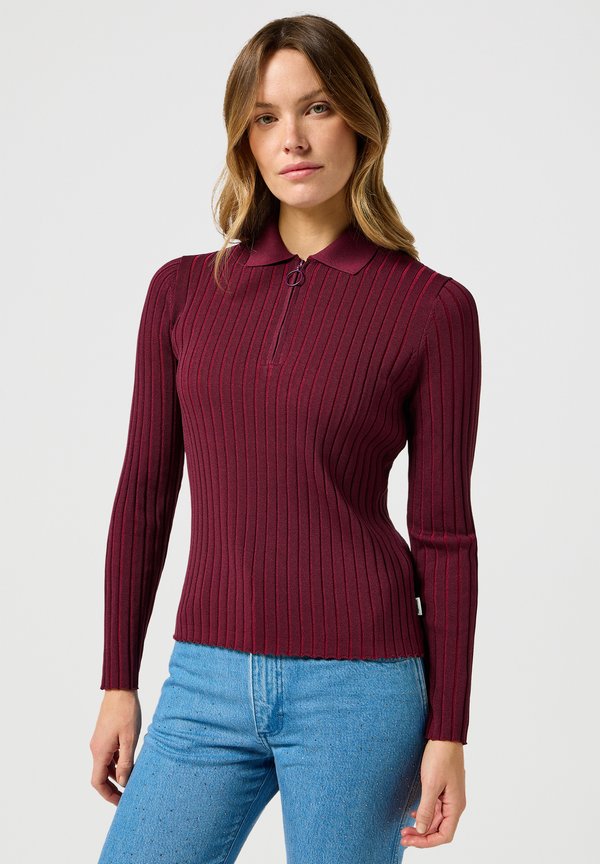 RIB KNIT POLO - Jumper - plum caspia