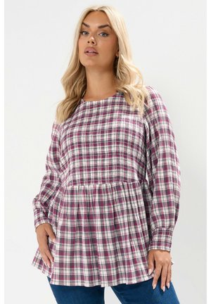 CHECK SHIRRED PEPLUM  - Bluse - dark pink