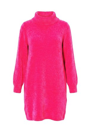 Ulla Popken, CHENILLE KNIT LONG SLEEVE TURTLENECK SWEATER DRESS - Vestido de punto - fuchsia pink