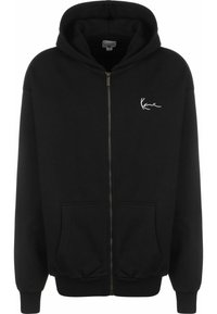 Karl Kani - HOODED CHEST SIGNATURE ESSENTIAL - Užtrauktuku užsegamas treningas - black Miniatiūros vaizdas 1