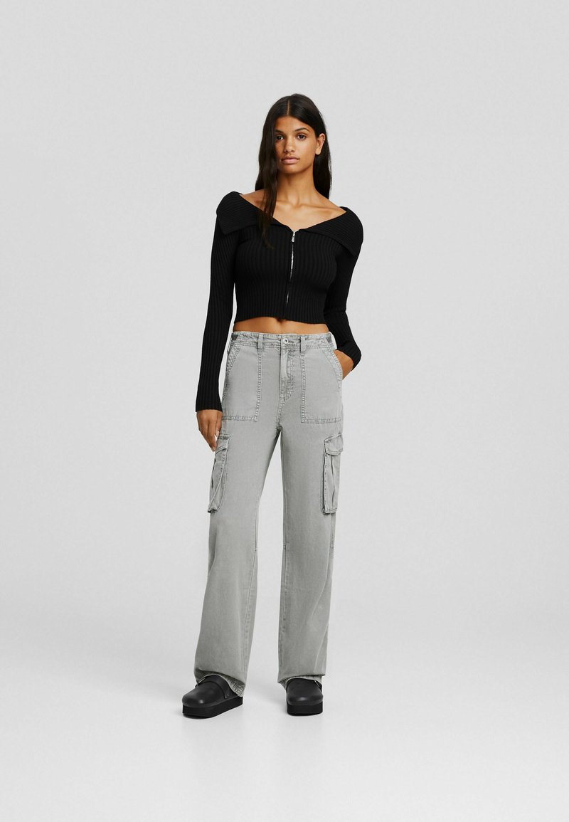 Bershka Cargobroek grijs denim/greydenim
