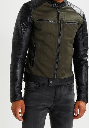 Kožená bunda - khaki