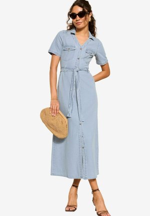 TIE WAIST REGULAR FIT - Denimové šaty - light blue