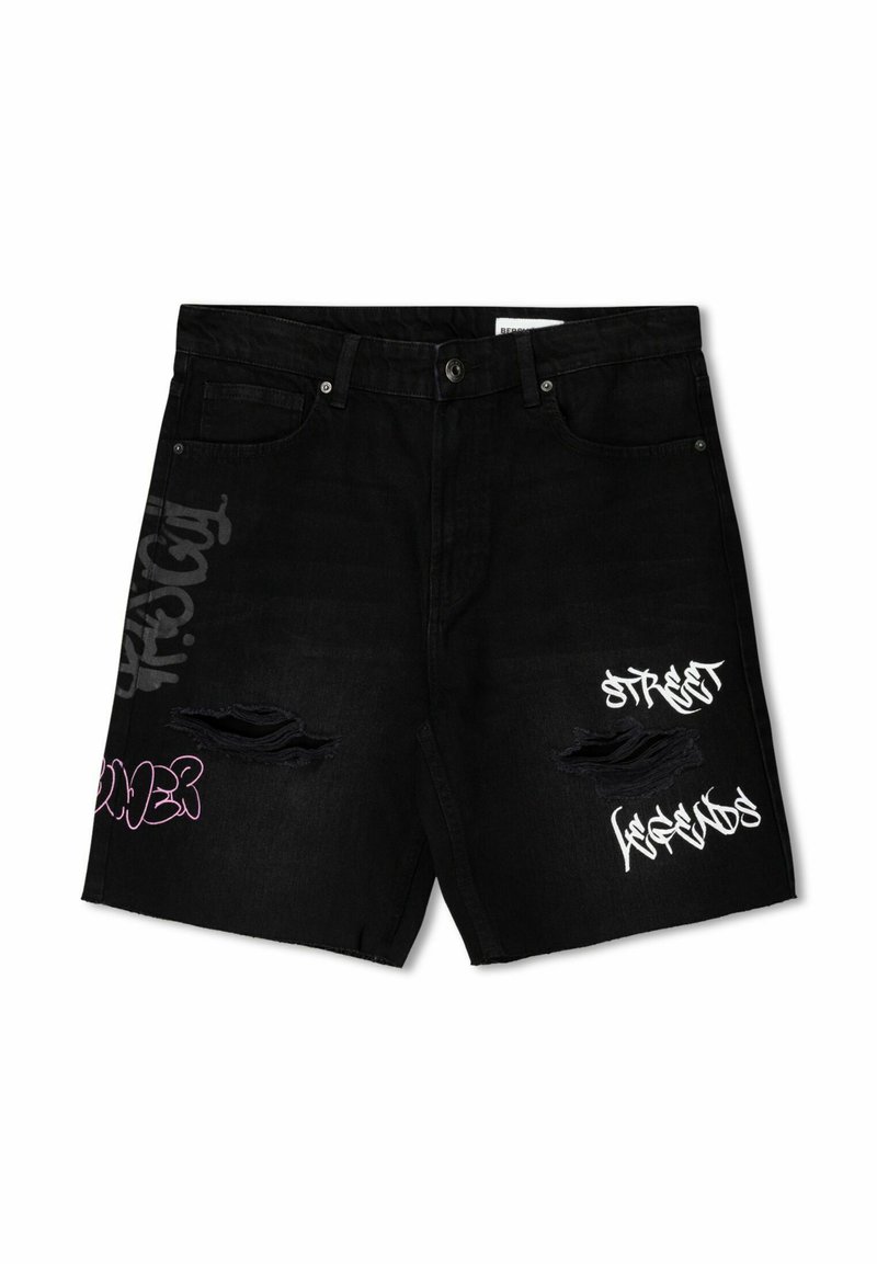 Bershka - Denim shorts - black, Enlarge