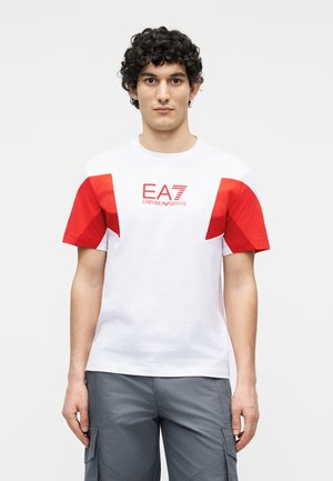 TRAIN SUMMER BLOCK TEE - Marškinėliai su spaudiniu - brilliant white