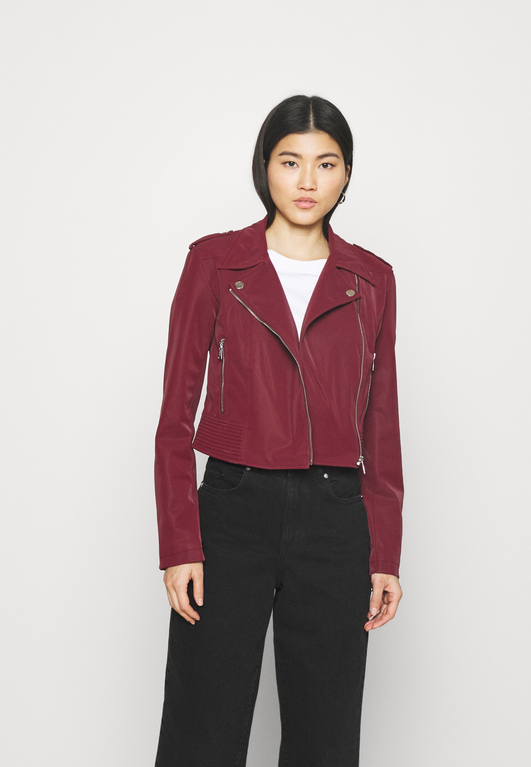 guess maroon leather jacket