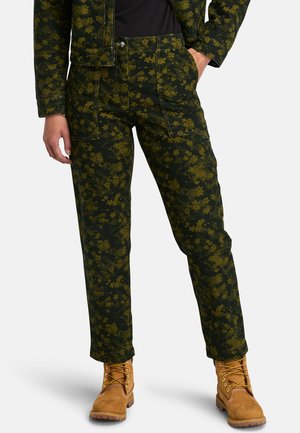 PRINTED  - Trousers - floral dark olive print