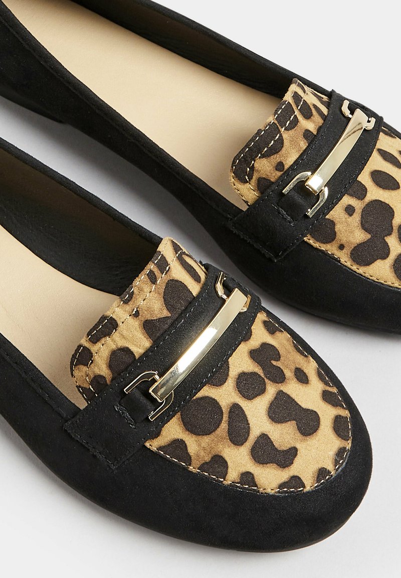 Yours Clothing EXTRA WIDE FIT LEOPARD PRINT Mokassin black