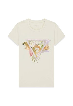 Guess, SS CN PALM TRIANGLE TEE - T-shirt imprimé - creme