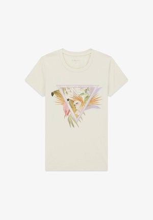 Guess, SS CN PALM TRIANGLE TEE - T-shirt imprimé - creme