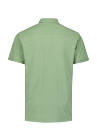 Korte mouwen shirt in lichtgroen, gemaakt van textuurstof, heeft een klassieke kraag en een schone achterkant zonder zichtbare details.