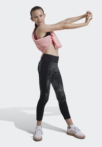 adidas Performance JUNIOR - Leggings - black/silver met.