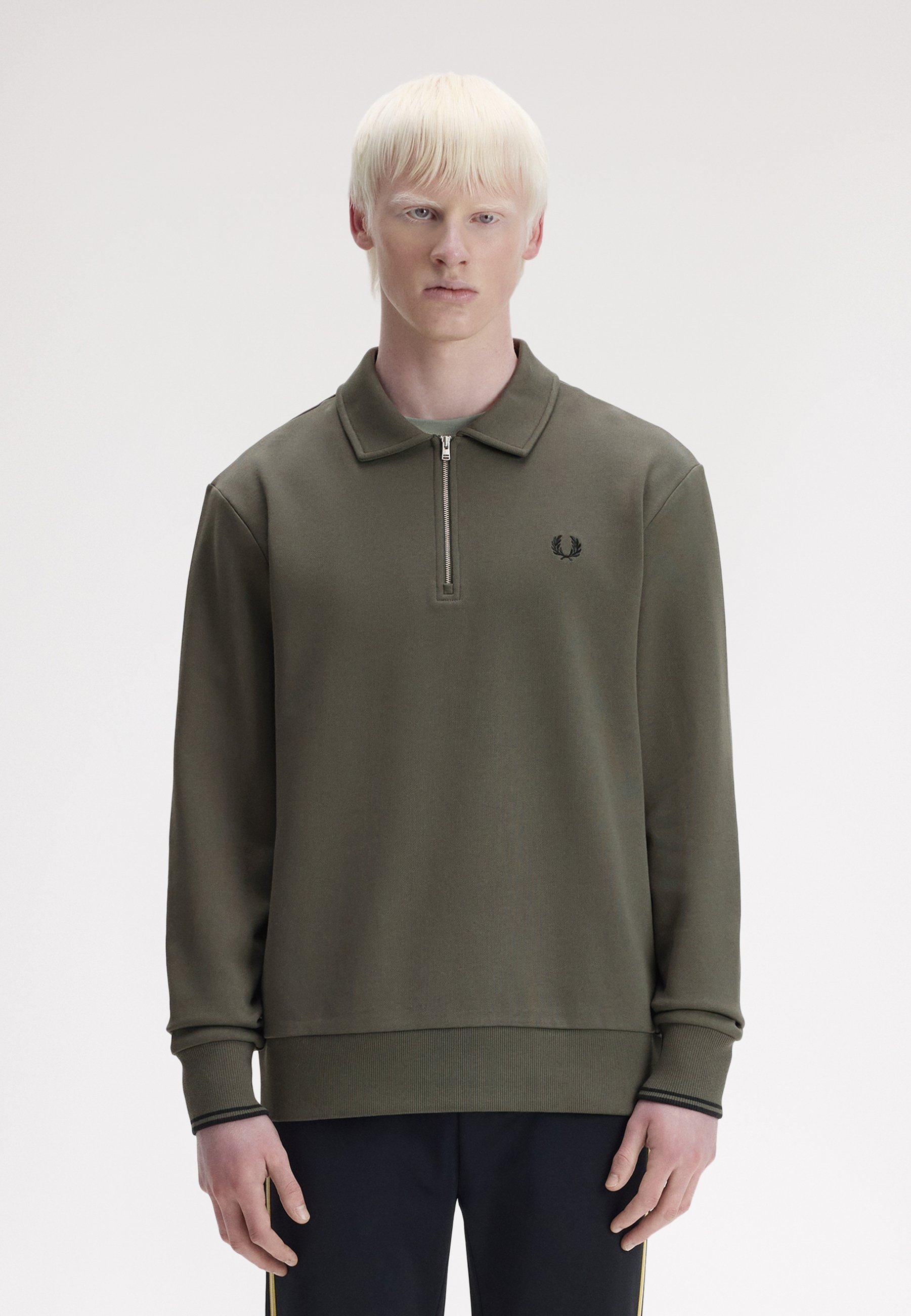 Fred Perry HALF ZIP COLLARED - Camisola - field green/verde